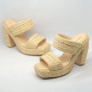 Bottega Veneta Trinity Weave Raffia Platform Sandals size 38